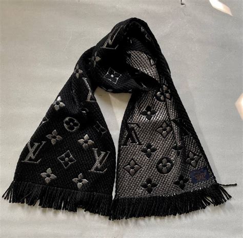 Louis Vuitton Damier Cashmere Seta Sciarpa Scialle Logo Nero 